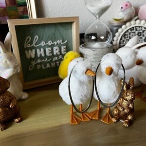 Elegant Silver Tone Oval Drop Earrings